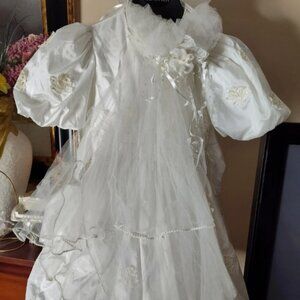Your Kids Koture 3-piece Princess White Lace Veil Dress Flower Girl Size 7